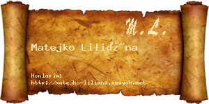 Matejko Liliána névjegykártya